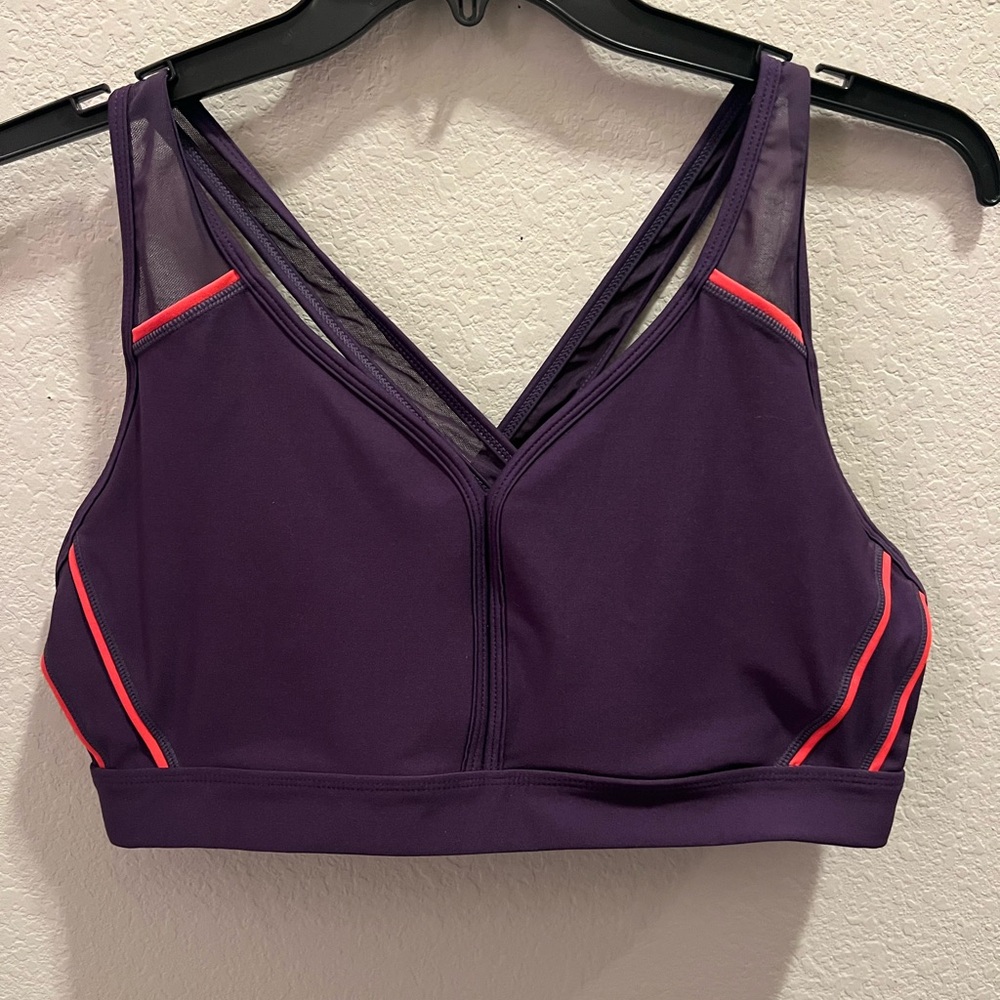 Avia Purple Sports Bra with Mesh Back & Coral Trim | Size 2X (20)